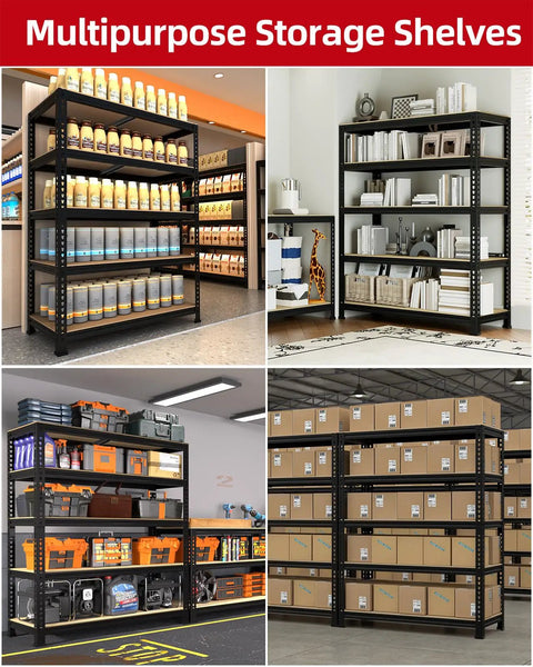 Badass Heavy Duty Garage Shelving Units With Adjustable 5 Tier Metal Storage Racks Tough Steel Frame And Quick Wipe Surface Keeps Your Shop Looking Crisp And Totally Organized Without The Stress