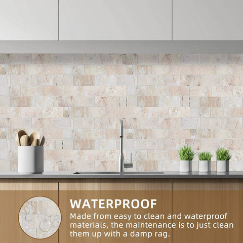 Peel And Stick Backsplash Tile 10 Sheets Brick Stone Look For Kitchen Bathroom Stove Fireplace Camper Sandstone Beige 12x12