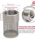 Garden Hose Inlet Strainer Filter G3/4 BSP For 3/4 Inch Pipe Fits 30mm Water Inlet, corrosion-resistant stainless steel design