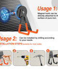 Installation guide for 4 Pack Heavy Duty Magnetic Hooks For Garage And Home, Big 66mm Magnets With Anti Slip Coating.
