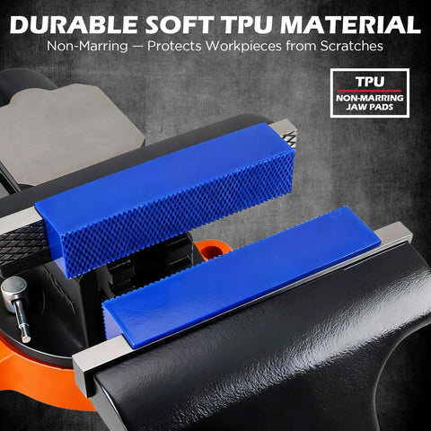 Two Piece 4.5 Inch Magnetic Vise Jaw Pads with Soft TPU Non Marring Covers and Waffle Grip for secure scratch-free clamping