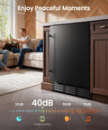 180 Can Beverage Refrigerator With Under Counter Design 24 Inch Outdoor Fridge in black stainless steel built into kitchen