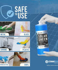 Image showing Solar Panel Cleaner Super Concentrated Formula, 32 Oz Makes Up To 128 Gallons, safe on metal, glass, chrome, plastic surfaces.
