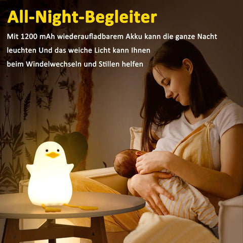 Mother breastfeeding baby beside Seagull Silicone Night Light for Kids Portable Rechargeable Bedside Lamp for Nursery with Touch Control