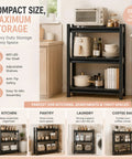 3 Tier Kitchen Storage Shelf 32 Inch High Adjustable Metal Microwave Stand Beefy Steel Rack For Countertop And Pantry Organization