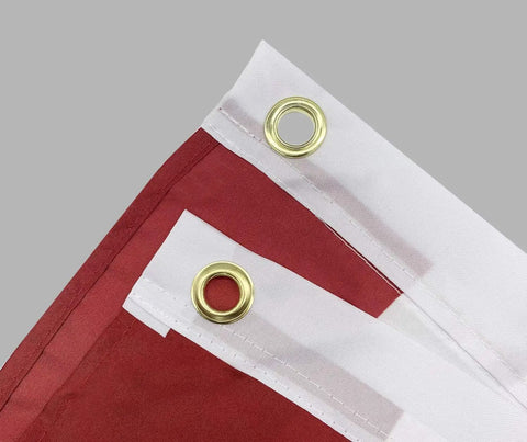 Close-up of grommets on 1.5x3 Ft Memorial Day And 4th Of July Patriotic Bunting Flags Outdoor Half Fan Banner 3-Pack