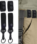 Heavy Duty Nylon Tactical Belt Fasteners With Double Snap Clasps And Secure Key Keeper Loops displayed with key hook attachments.