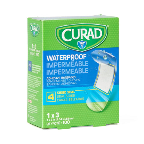 Hardcore Waterproof Adhesive Bandages Sterile Plastic First Aid Strips One By Three Inches Box Of One Hundred for wound care.