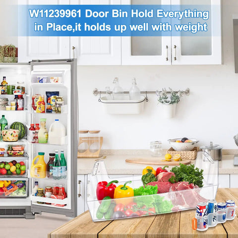 Right Side Refrigerator Door Shelf Replacement Bin For Whirlpool, 16.66 Inch Long By 4 Inch Wide By 6.87 Inch High in kitchen