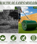 Beefed Up Heavy Duty Lawn Roller 8 Gallon Water or Sand Fill, U Shaped Handle for Push or Pull Operation, Durable Steel, 16-Inch