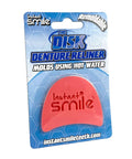 Front view of packaging for Denture Reliner Disk For Loose Fitting Dentures Quick Mold With Hot Water That You Can Reheat And Remold Until It Feels Like A Perfect Custom Fit Easy At Home Relining Kit For Comfort And A Smile That Stays Put, showing red disk inside.