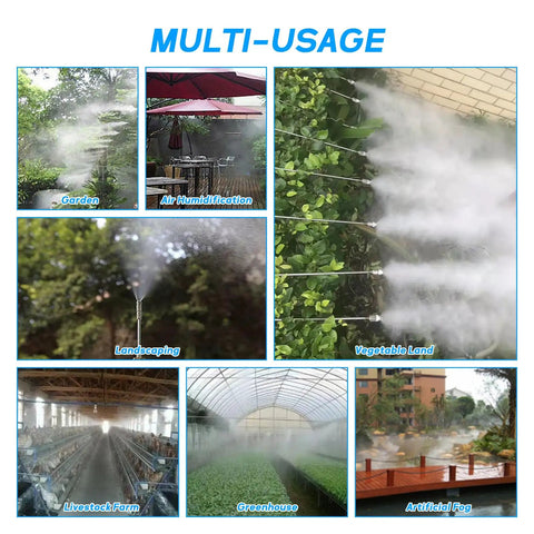Multi-usage of Flexible Brass Mist Nozzle Extensions, 11.5 Inch Bendable Copper Poles, 10 Pack in various outdoor settings.