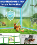 Top Notch Heavy Duty Chicken Coop Run With Thick Hardware Cloth For 20 Chickens, showing sturdy mesh protecting chickens from predators.