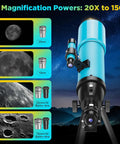 80mm Portable Beginner Telescope For Moon And Planets With High Power Refractor No Fuss Setup Multi Coated Optics display