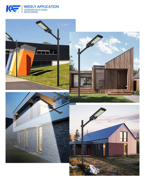 Ultra Bright 350000LM Solar Street Lights With 384 LEDs 1500W lighting various outdoor settings at dusk