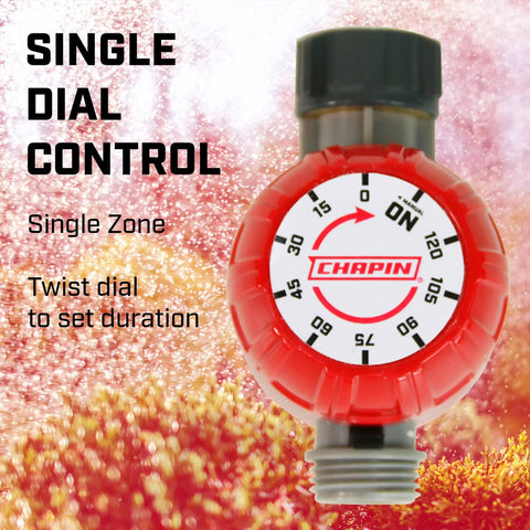 Easy Dial Mechanical Water Timer For Lawn And Garden Watering Up To 120 Minutes showing single dial control