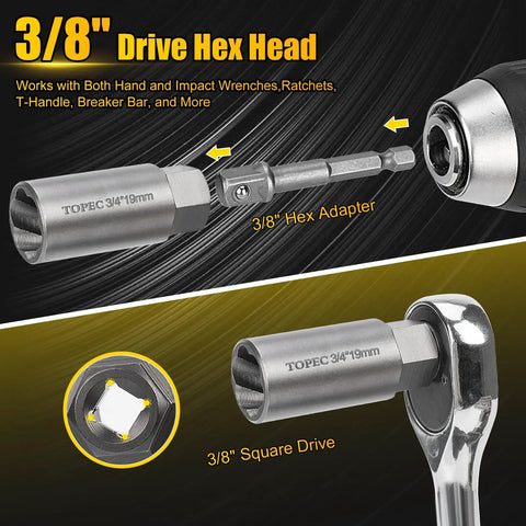 3/8 inch hex adapter for Deep Bolt Extractor Kit 15-Piece Set For 6mm To 19mm Nuts And Studs 3 8 Inch Drive Socket Remover