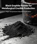 Go-To Conductive Graphite Powder for Rubber Coatings and Dry Film Lubrication, powder pile next to industrial crucible