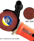 Nonwoven Flap Wheel For Surface Conditioning 120 Grit Drum 120 X 100 X 19 Mm shown installed on power tool