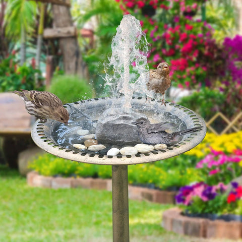 Bird Bath Water Fountain Rock With Electric Pump And Power Source, Granite Resin Rock Waterfall Kit to Attract Birds.