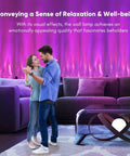 Couple dancing with Kinetic LED Ocean Wave Projector Light for room mood and ambient glow, RGB wall lamp illuminating living room.