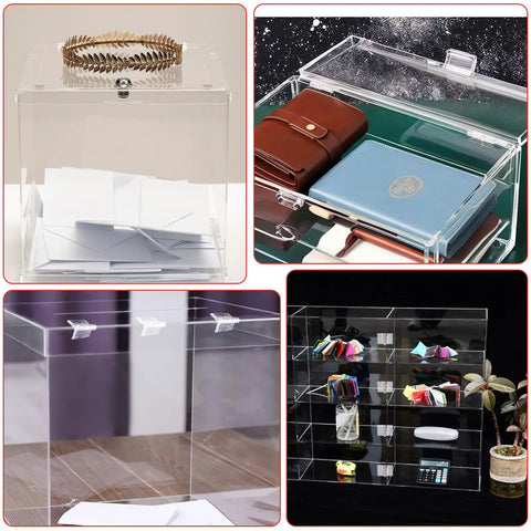 8 Pack Clear Acrylic Self Adhesive Hinges For Cabinets Drawers Lids And Displays Transparent Folding Hinge Continuous Piano Hinge