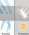 Close-up of breathable light gray Triangle Sun Shade Sail 6 Feet By 6 Feet By 6 Feet Outdoor UV Blocking Canopy fabric.