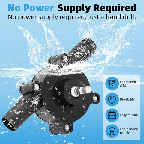 Image of a Two Pack Drill Powered Fluid Transfer Pump Handles Gasoline Oil Diesel Rapid Lift No Outlet Needed Self Priming Magic Smooth Suction Easy Swap For Garage Crews And Camps with water splashing around it.