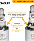 Two Stage Swivel Magnetic Socket Extensions For One Quarter, Three Eighths And One Half Inch Drives With Fixed And Pivot Modes, Replaces Two Tools, Built For Tight Spots And Easy Access In Confined Areas. 3/8 chrome swivel joint