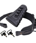 Rugged Buffalo Leather Rifle Buttstock Cover With Canvas Cheek Pad And Shell Holder Heavy Duty Sling Non Slip Cushioning For 12 Gauge Shotguns
