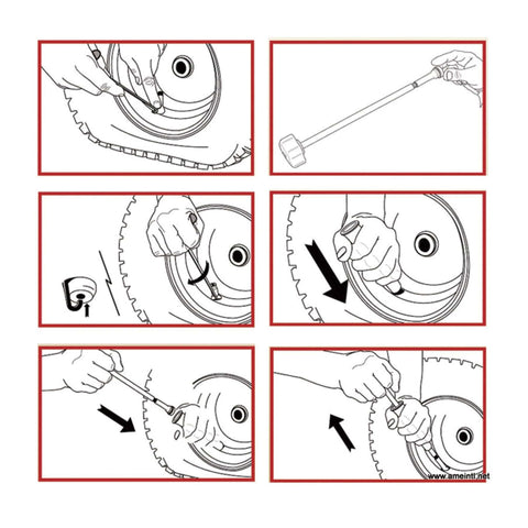 Quick Valve Change Tool For 453 Valve Stems That Lets You Swap Without Removing The Tire in use on an illustrated tire diagram