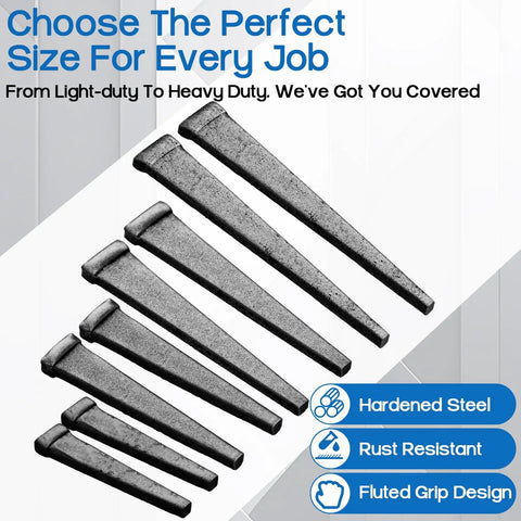 25 Pack Of Totally Rock Solid Three Inch Hardened Cut Masonry Nails With Classic Rose Heads To Hold Tight On Concrete Brick Walls Or Standard Wood Strip Applications
