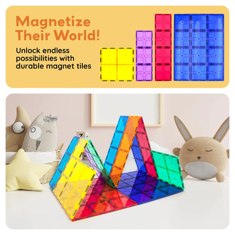 Supersized Magnetic Building Tiles 12pc Base Plate Set for Kids STEM Construction Toy Jumbo XL Foundation Stabilizers assembled