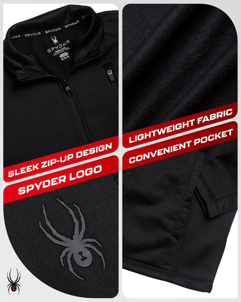 Mens Fleece Jacket With Polar Fleece And Suede Texture Two Way Stretch Lightweight Zip Up Athletic Coat UPF 30 Plus Black Raven