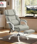 Massage Office Chair With Lumbar Heat For All Day Back Relief, Boss Level Ergonomic Executive Desk Chair in light gray PU leather