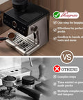 One Touch Auto Grind Espresso Machine With Smart Dosing And Brushed Stainless Steel Finish, easy use comparison with traditional tools.