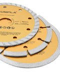 Three Piece Four And One Half Inch Diamond Cutting Blade Set For Tile And Masonry Heavy Duty Continuous Segmented Turbo