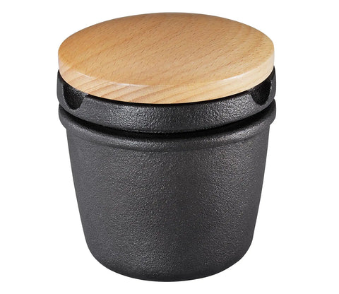 Cast Iron Spice Grinder Set With Beech Wood Lid For Spices Herbs And Seeds, 3 Inch Black Grinder For Fresh Flavor, Chef Grade Kitchen Tool Built To Last And Grind Fast