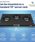 Three Fan Rack Mount Cooling System For 1U 19 Inch Server Cabinets with Digital Display and Adjustable Temperature Control