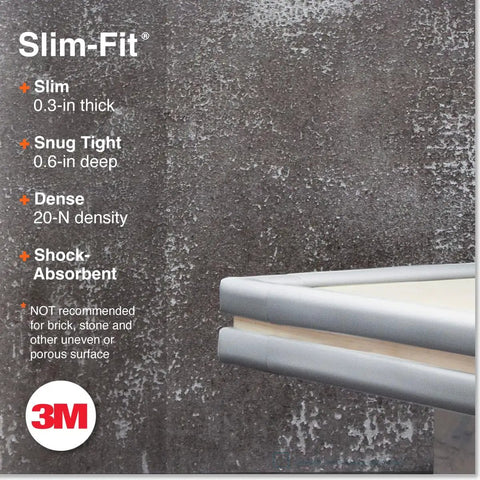 Slimfit Baby Proof Edge Protectors And Corner Guards Hit Different For Nursery Safety Using Soft Nbr Rubber Foam Self Adhesive Strips That Lock In Tight on table edges, showing 0.3-in thick and 0.6-in deep profile.