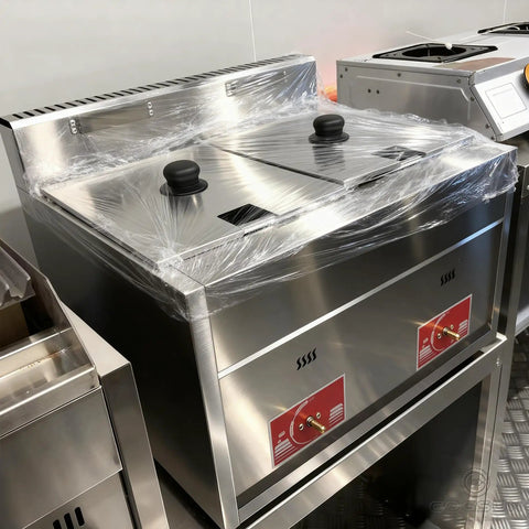 Kickstart Your Food Truck Hustle With This Turnkey Mobile Kitchen Trailer Featuring Plug And Play Electrical And Nsf Stainless Steel Counters Perfect For Sliders Coffee And Quick Cash Flow. Stainless steel double burner stove wrapped.