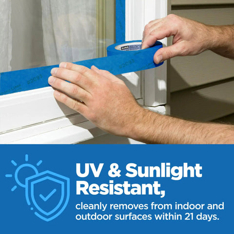 Applying Multi Surface Painter Tape With Edge Lock For Sharp Lines, 1.88 Inch By 60 Yard, 12 Rolls In Blue on window trim