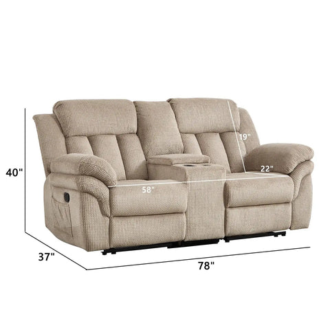 Manual Recliner Sofa Set For Living Room Two Seat Loveseat With Overstuffed Armrests Ultra Cozy For TV Time And Lazy Sundays Perfect For Bedroom Or Office Light Brown