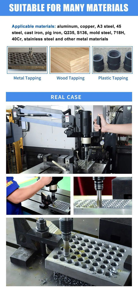 Heavy Duty Electric Tapping Machine With A Beefy 600W Servo Motor And Slick Flexible Arm for tapping metal and plastic materials.