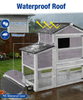 Mobile Chicken Coop With Run And Wheels showing waterproof roof, UV resistant, with a duplex cage and slide out tray for backyard use.