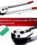 Beefy PET Strapping Sealer And Crimper For One-Half To Three-Quarter Inch Plastic Straps With Twenty Inch Extension Handle Ergonomic All Steel Manual Banding Tool For Fast Polypropylene Strap Sealing, 20 inch handle