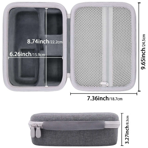Rugged Hard Shell Case for DYMO LetraTag LT-100H and LT-100H Plus Label Maker with dimensions and inner mesh slot visible.