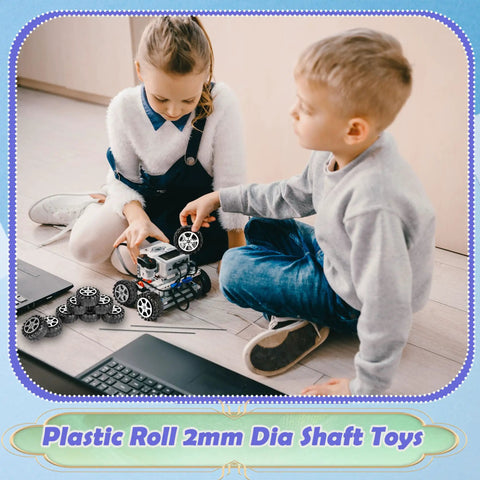 Kids building robot with 64 Piece Toy Wheels And Axles Set For DIY Model Car Building Projects Durable Plastic Car Tires With Axles
