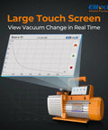 Heavy Duty 9 Cfm Hvac Vacuum Pump With 1 Hp Dual Stage Rotary Vane Motor and external micron gauge with 4 inch touchscreen display.