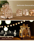 Lit Up 3D Ferris Wheel Wooden Puzzle For Adults With Built In Music Box And LED Illumination 222 Piece Model on desk